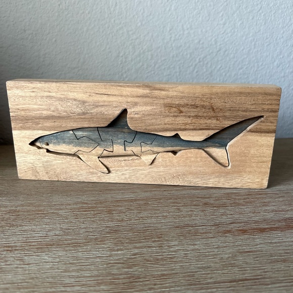 Handmade Wood Shark Puzzle Shelf Decor - Picture 9 of 10